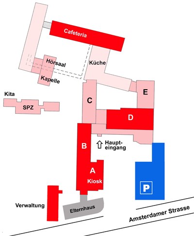 Gebäudeplan Kinderkrankenhaus Amsterdamer Straße
