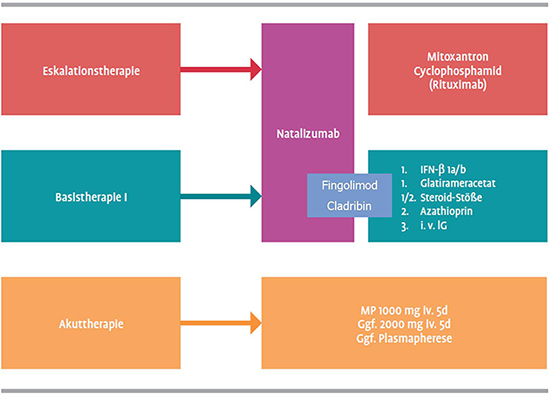 Abb. 3. Zusammenfassung der gegenwärtigen Therapiekonzepte zur Behandlung der Multiplen Sklerose