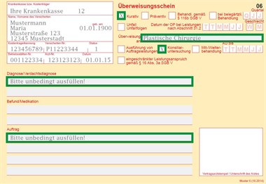 Überweisung von Chirurgie Gynäkologie Orthopädie