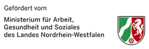 Hinweis "Gefördert vom Ministerium für Arbeit, Gesundheit und Soziales des Landes Nordrhein-Westfalen. 